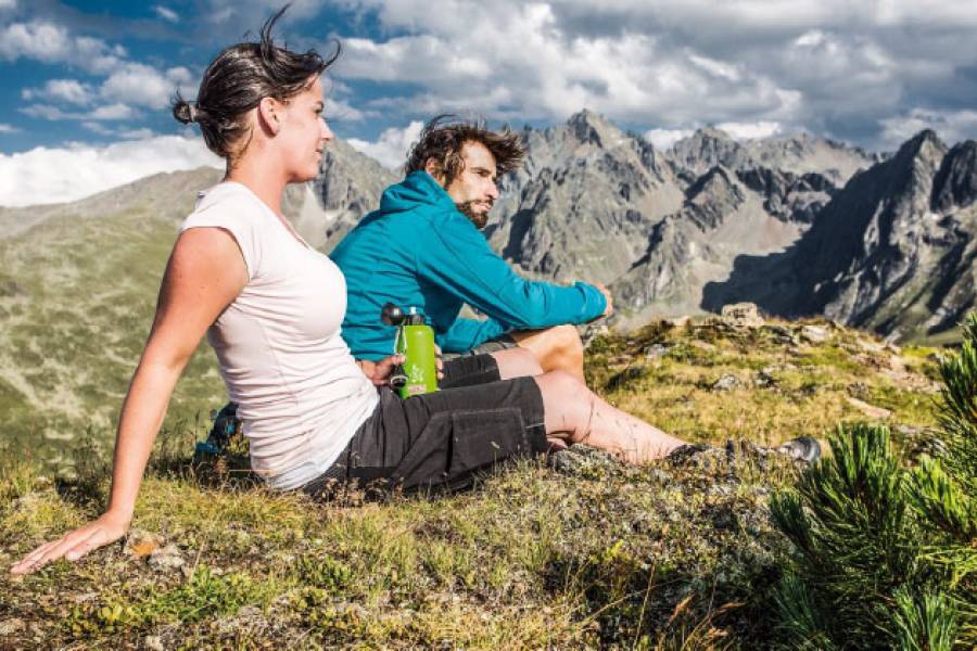 Berglandschaft Pitztal Hochzeiger mit Urlaubern